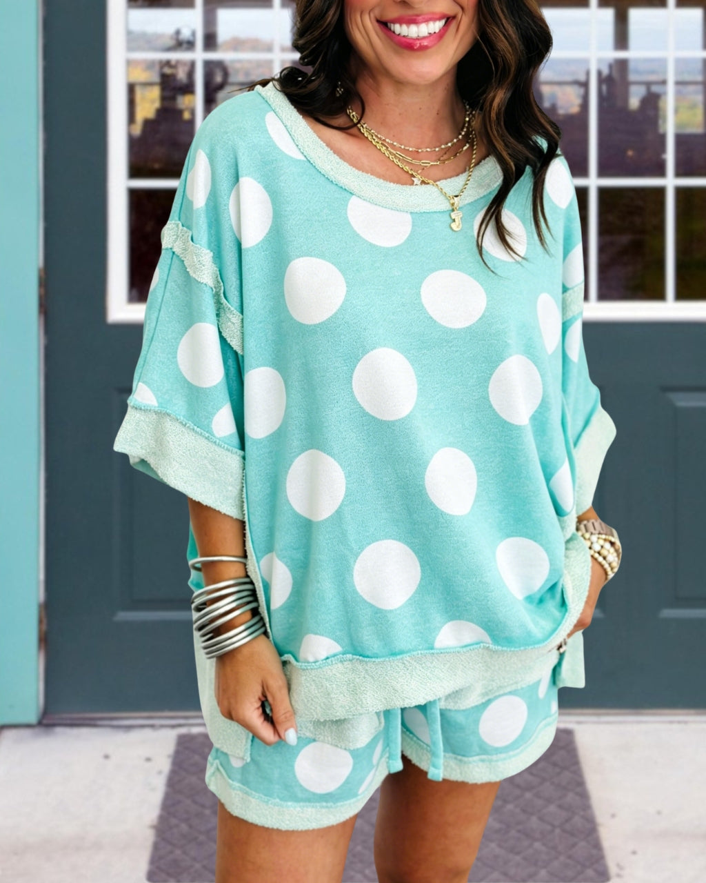 Polka-dot French Terry Shorts Set