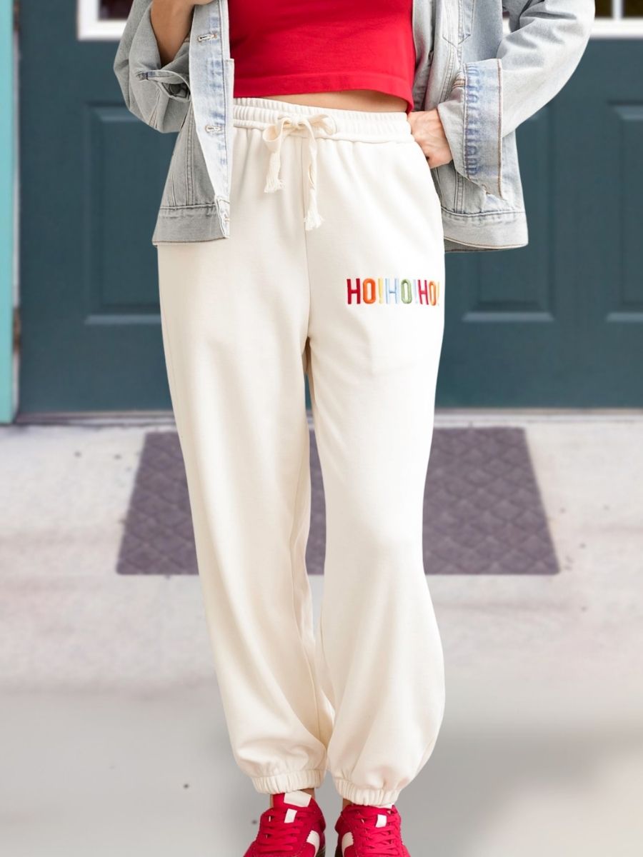 "Merry Christmas" Colorful Letter Print Pants