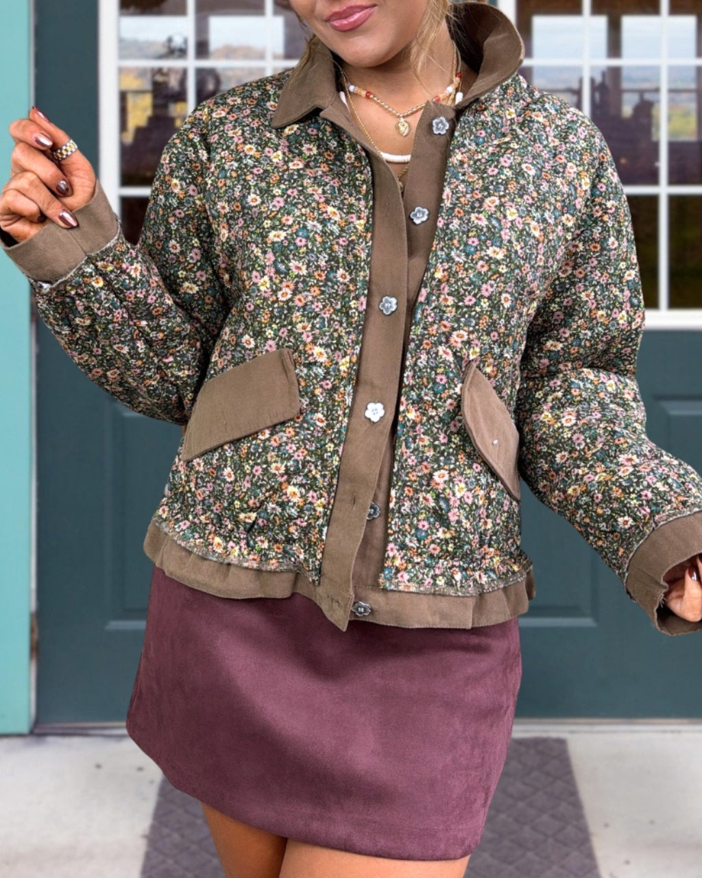 Retro Quilted Floral Jacket