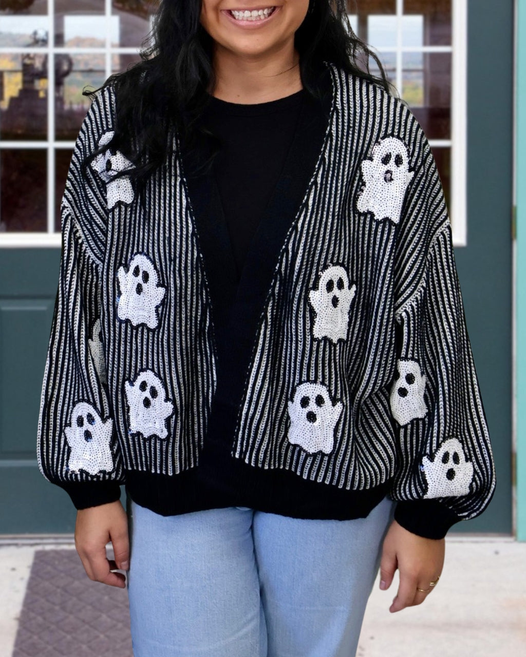 Ghost Sequin Striped Cardigan
