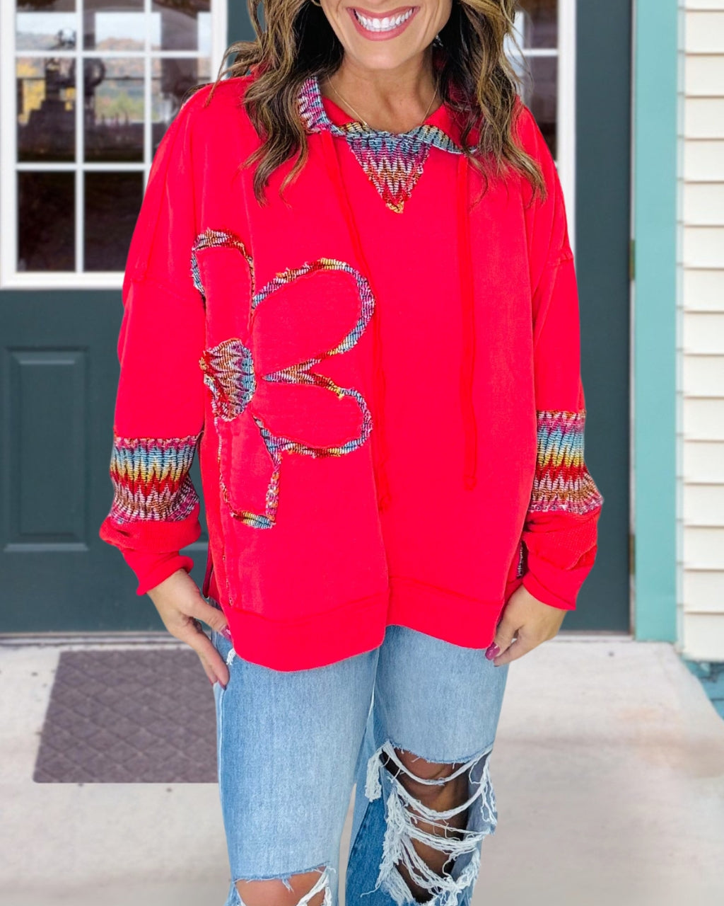 Vintage Wash Daisy Hoodie Pullover