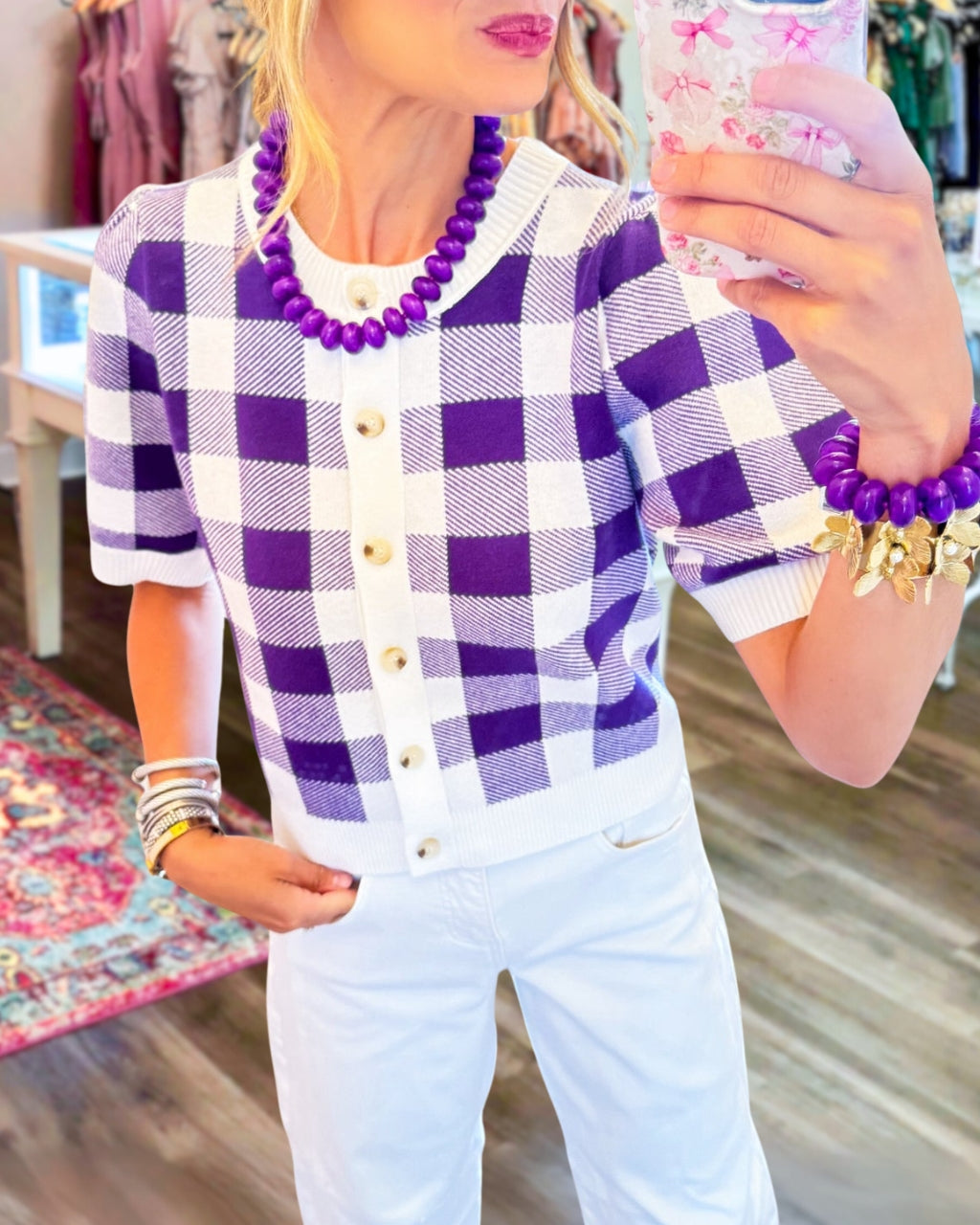 Puff Sleeve Gingham Crop Top