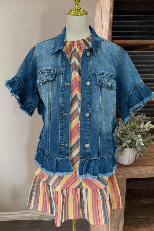 Classic Ruffled Denim Jacket