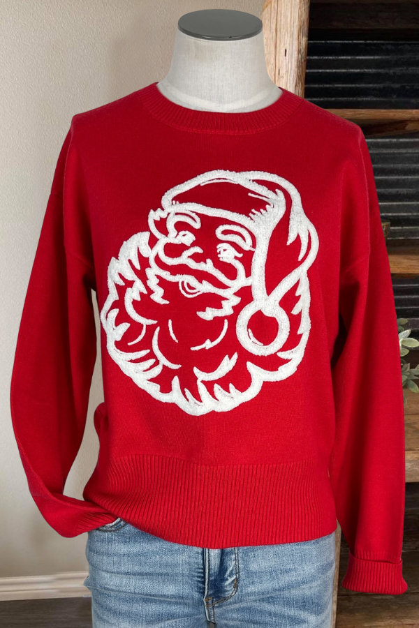 Santa Claus Embroidered Crewneck Sweater