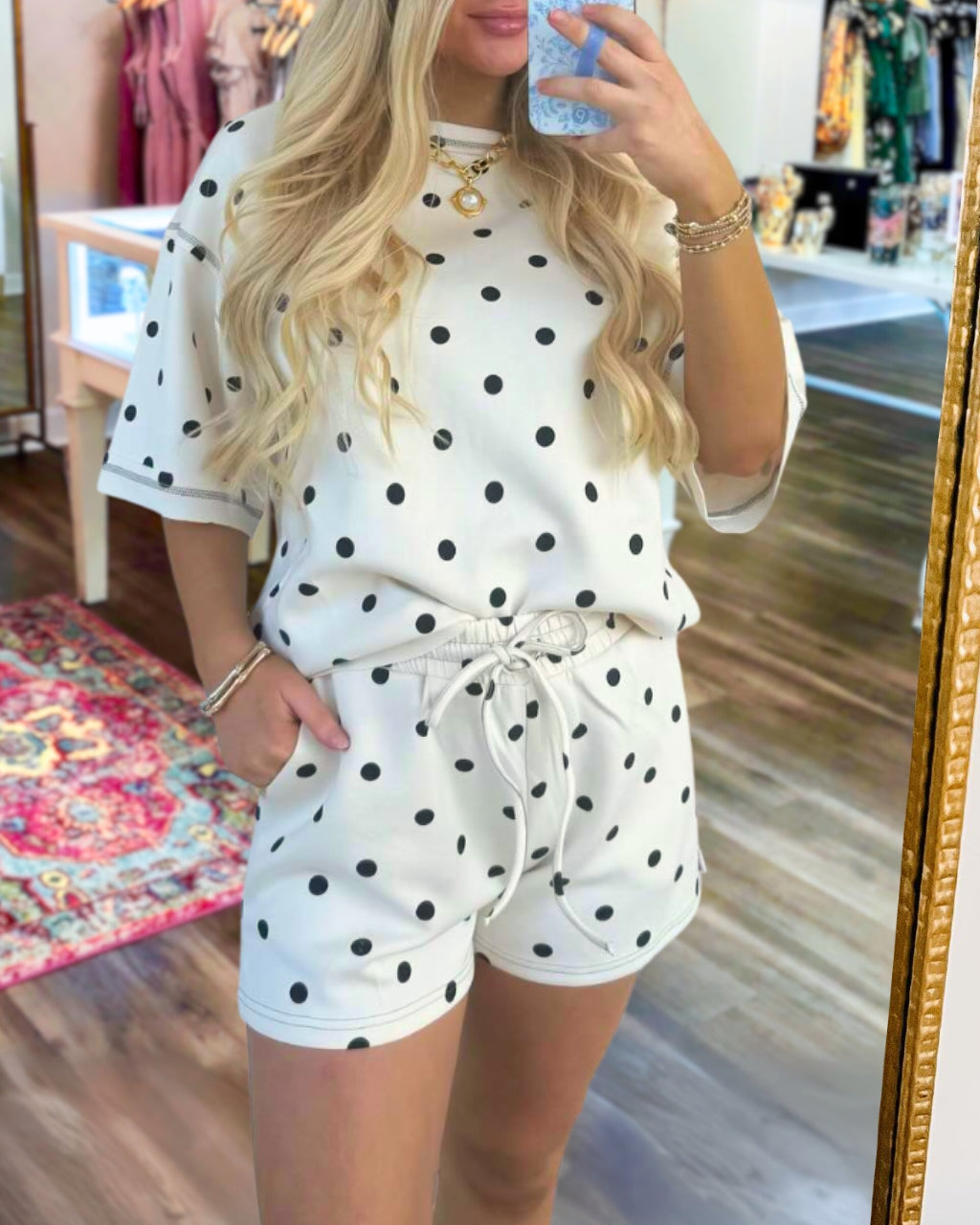 Minimalist Polka-Dot Shorts Set