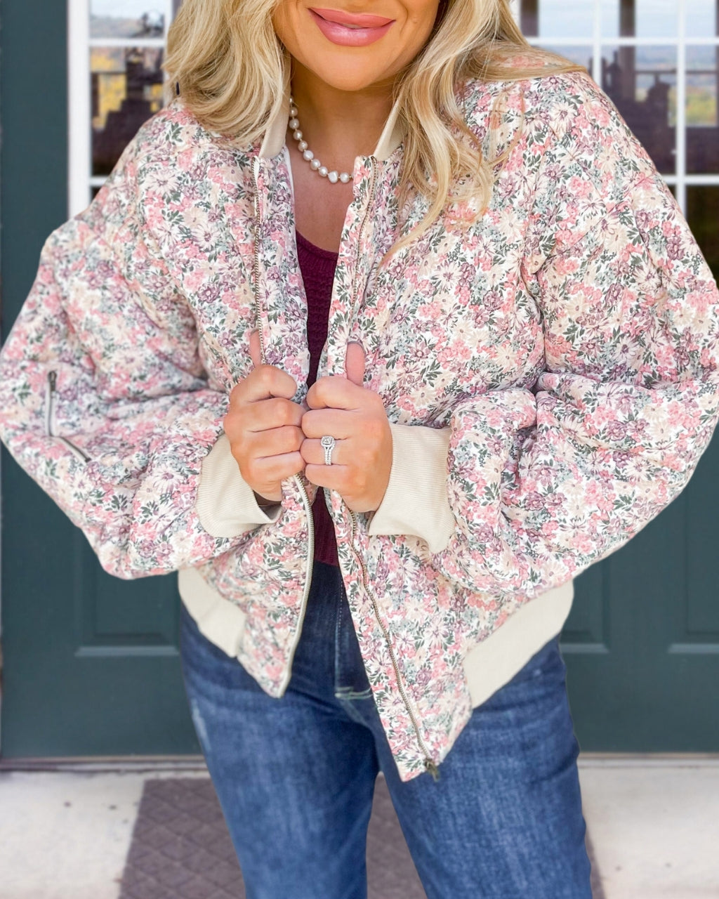 Floral Quilted Bomber Jacket