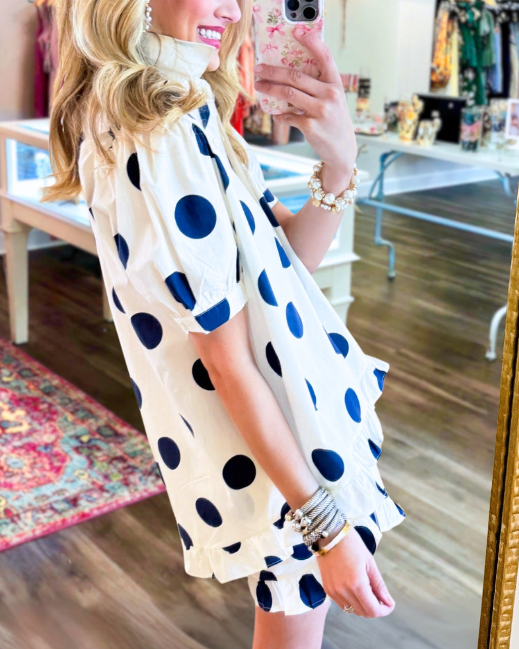 Ruffled Polka-Dot Satin Shorts Set