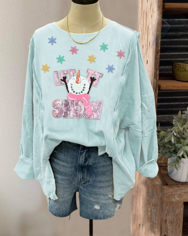 Oversized Snowflake Sequin Sweatshirt