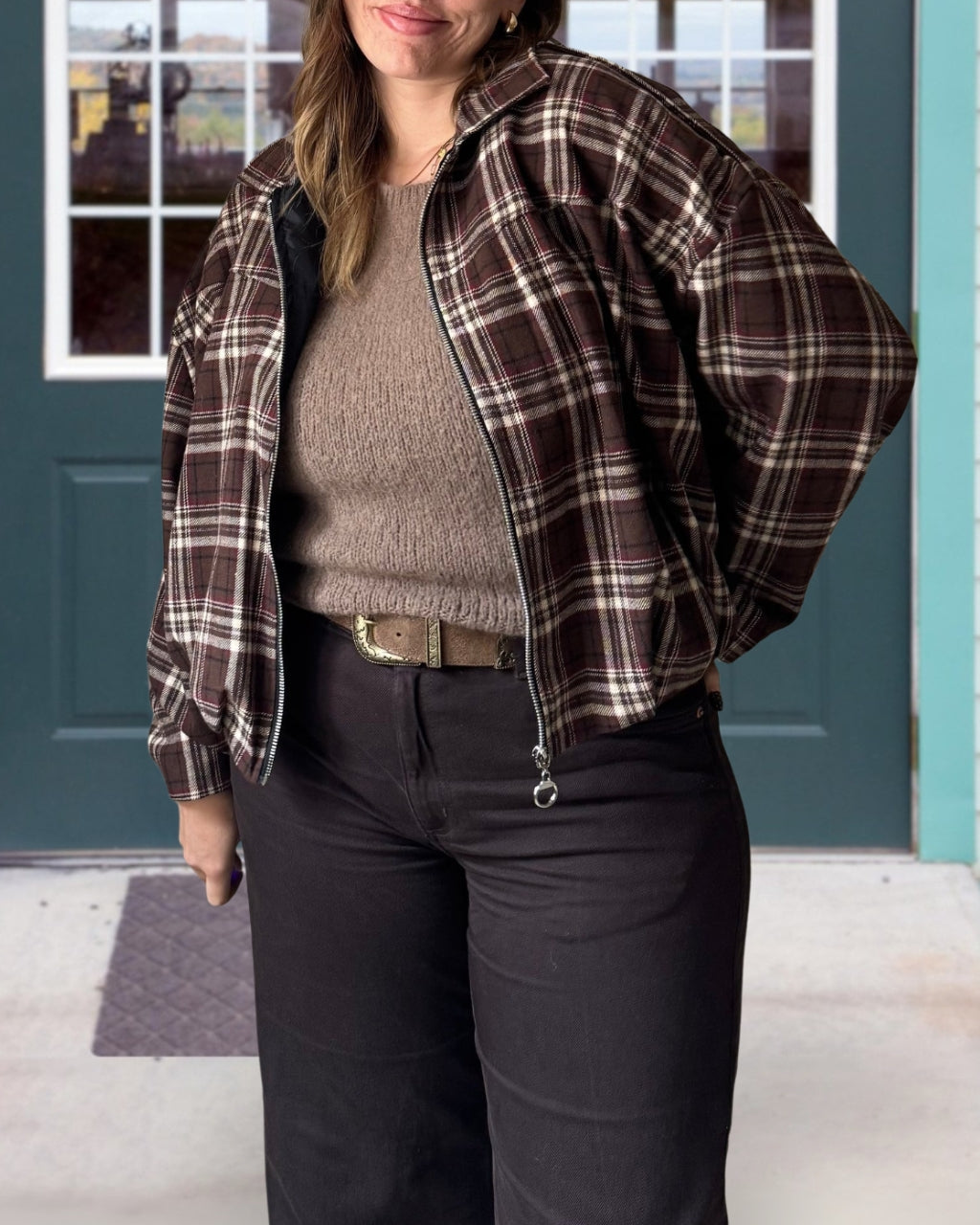 Classic Plaid Zip-up Jacket