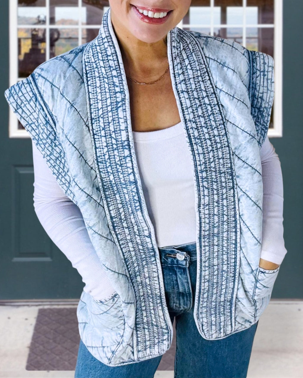 Cozy Layer Quilted Denim Vest