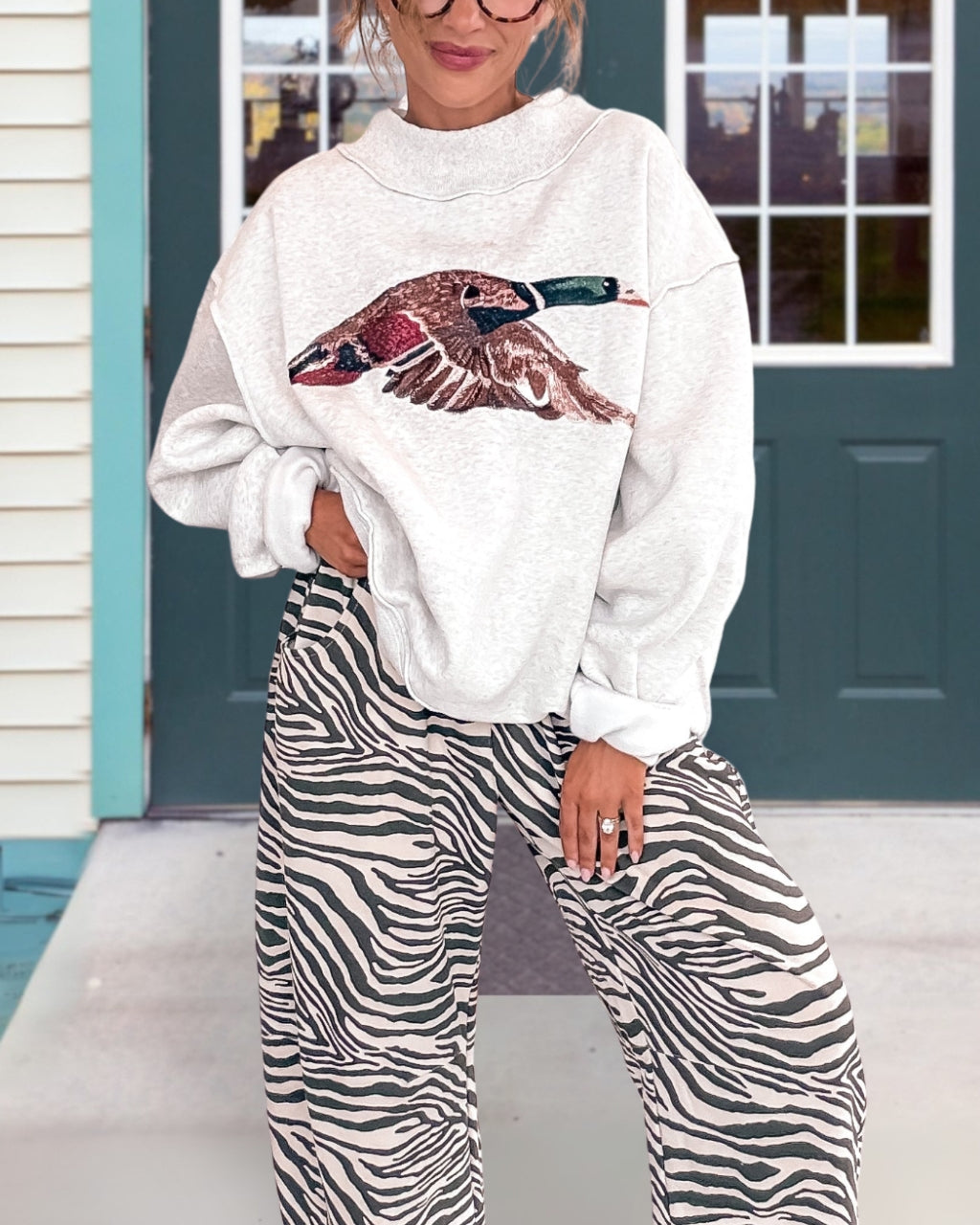 Casual Duck Print Pullover