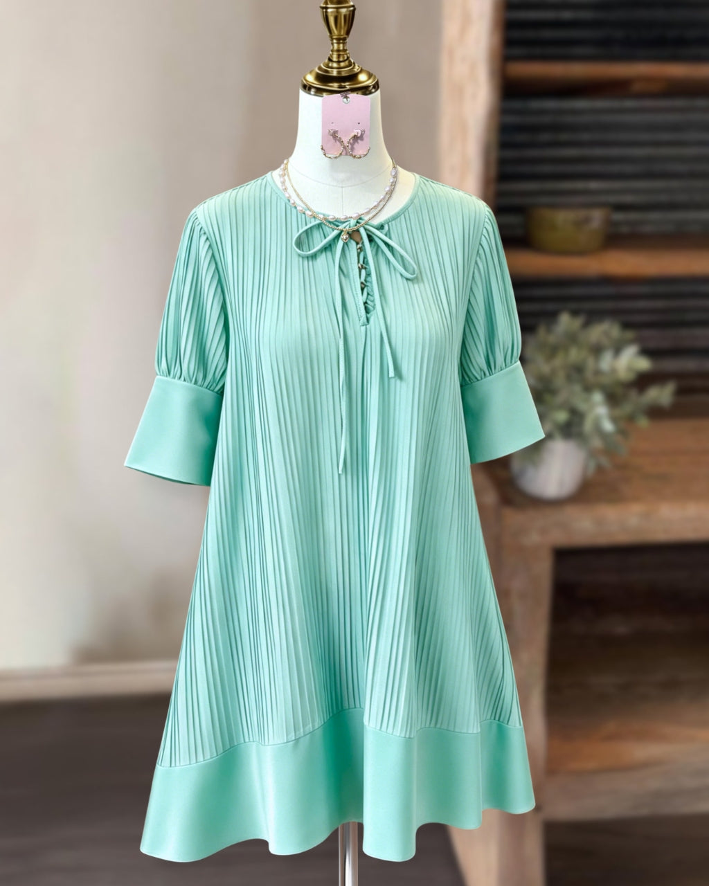 Chic Pleated Satin Dress