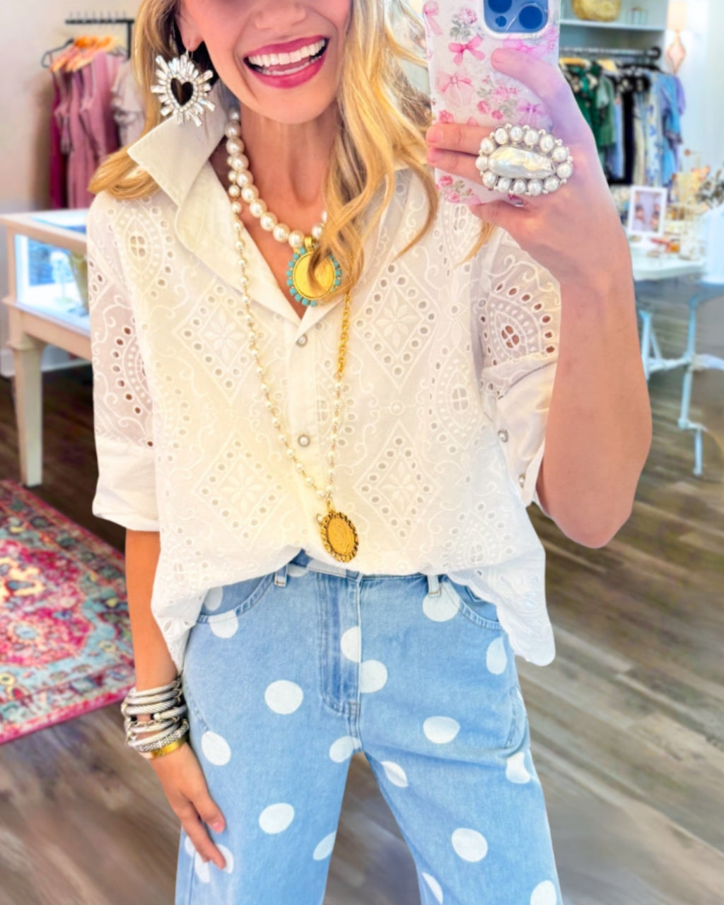 The Eyelet Scallop Blouse