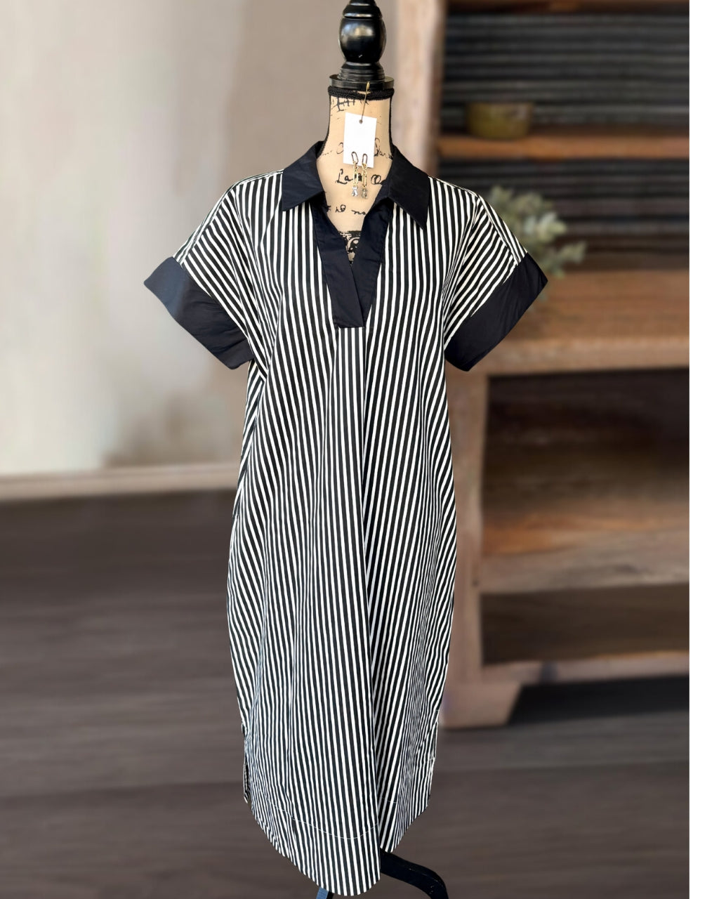 Striped V-neck Maxi Dress