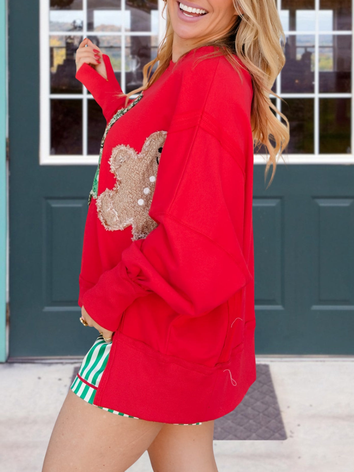 Christmas Tree Embroidered 3D Pullover