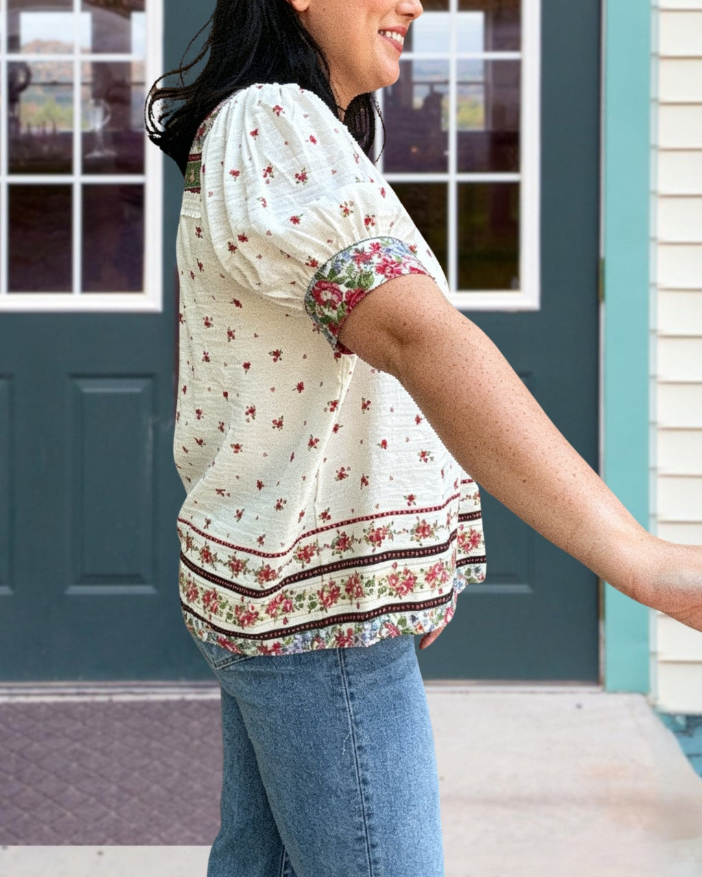 Charming Pastoral Floral Top