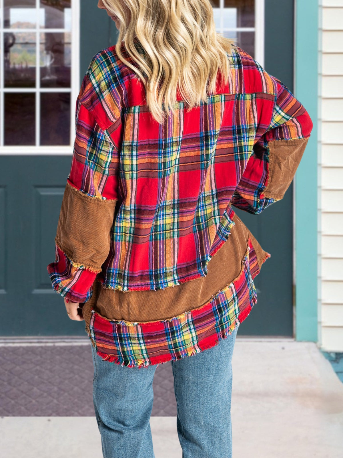 ColorBlock Plaid Wool Blend Shirt