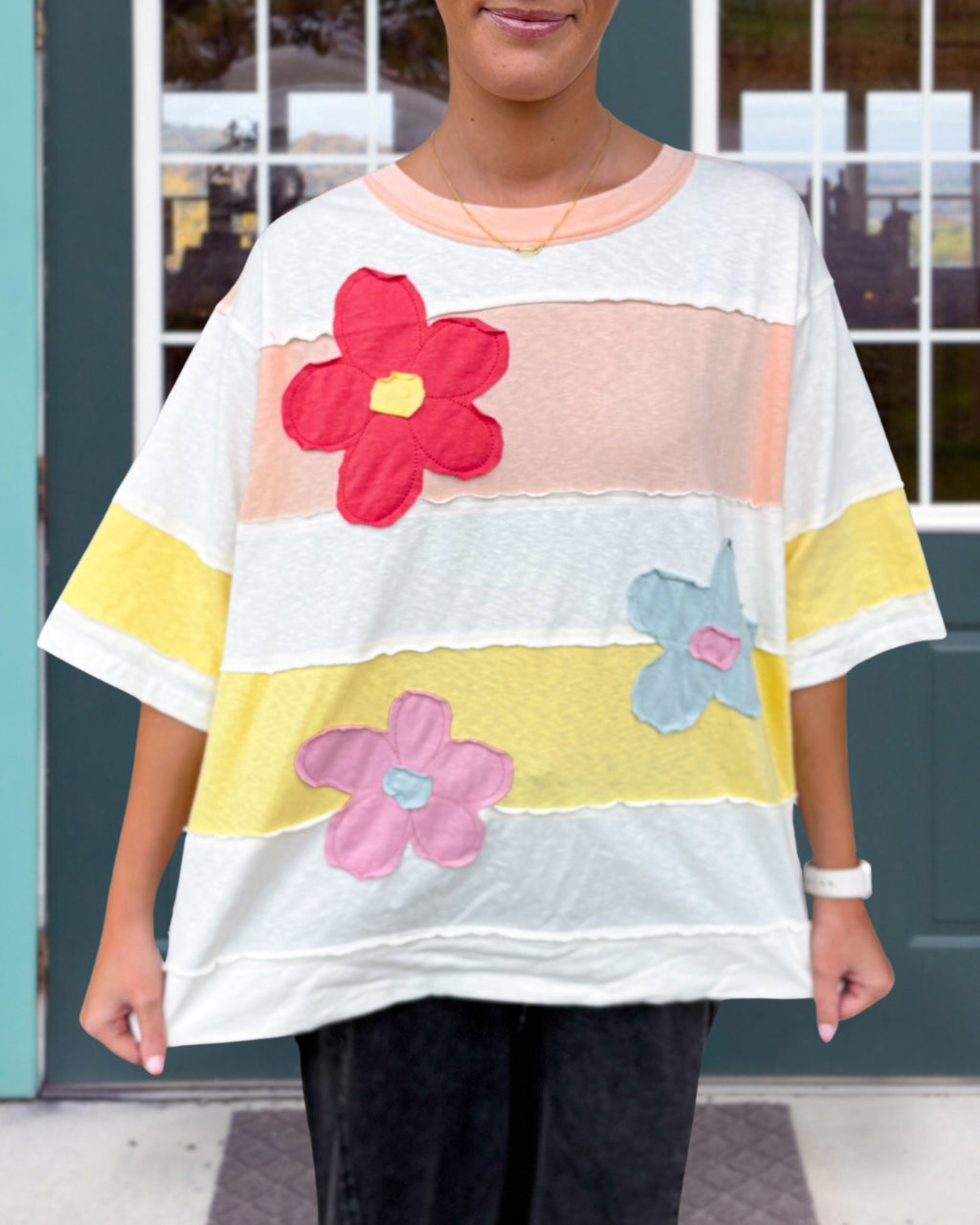 Flower Patchwork Oversized Tee