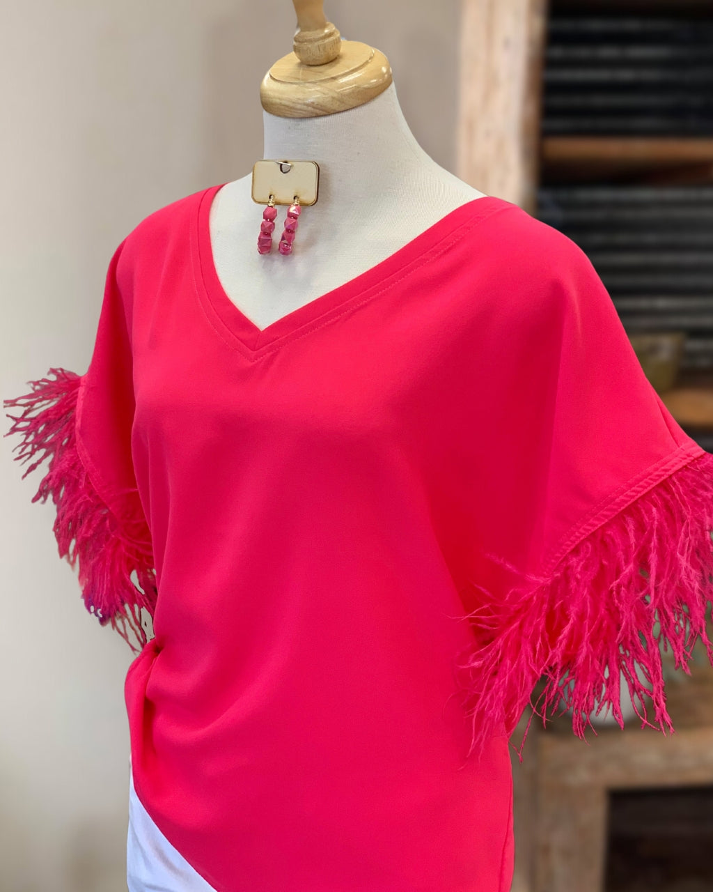 Flamingo Feather Top-Red