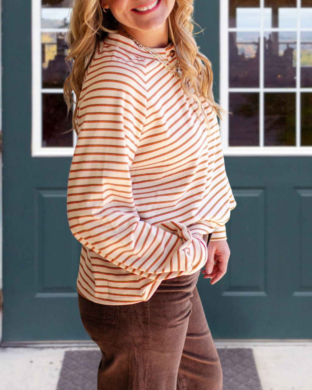 Vintage Striped Henley Top