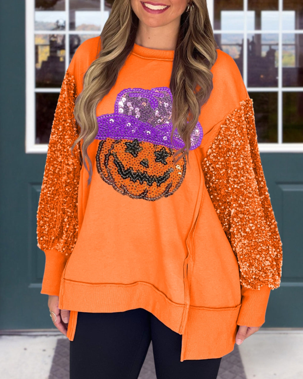 Wizard Pumpkin Sequin Sweatshirt