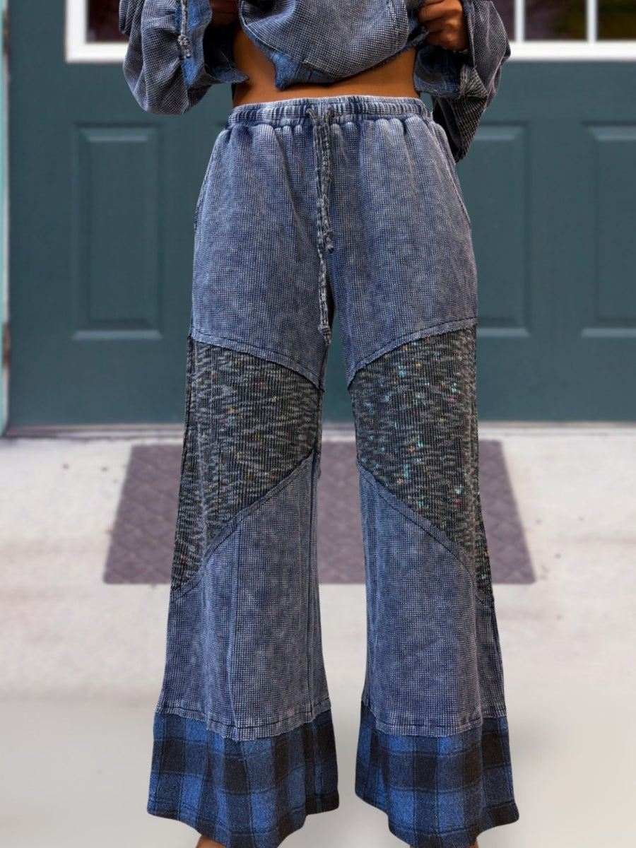 Waffle Patchwork Washed Hooded Sets