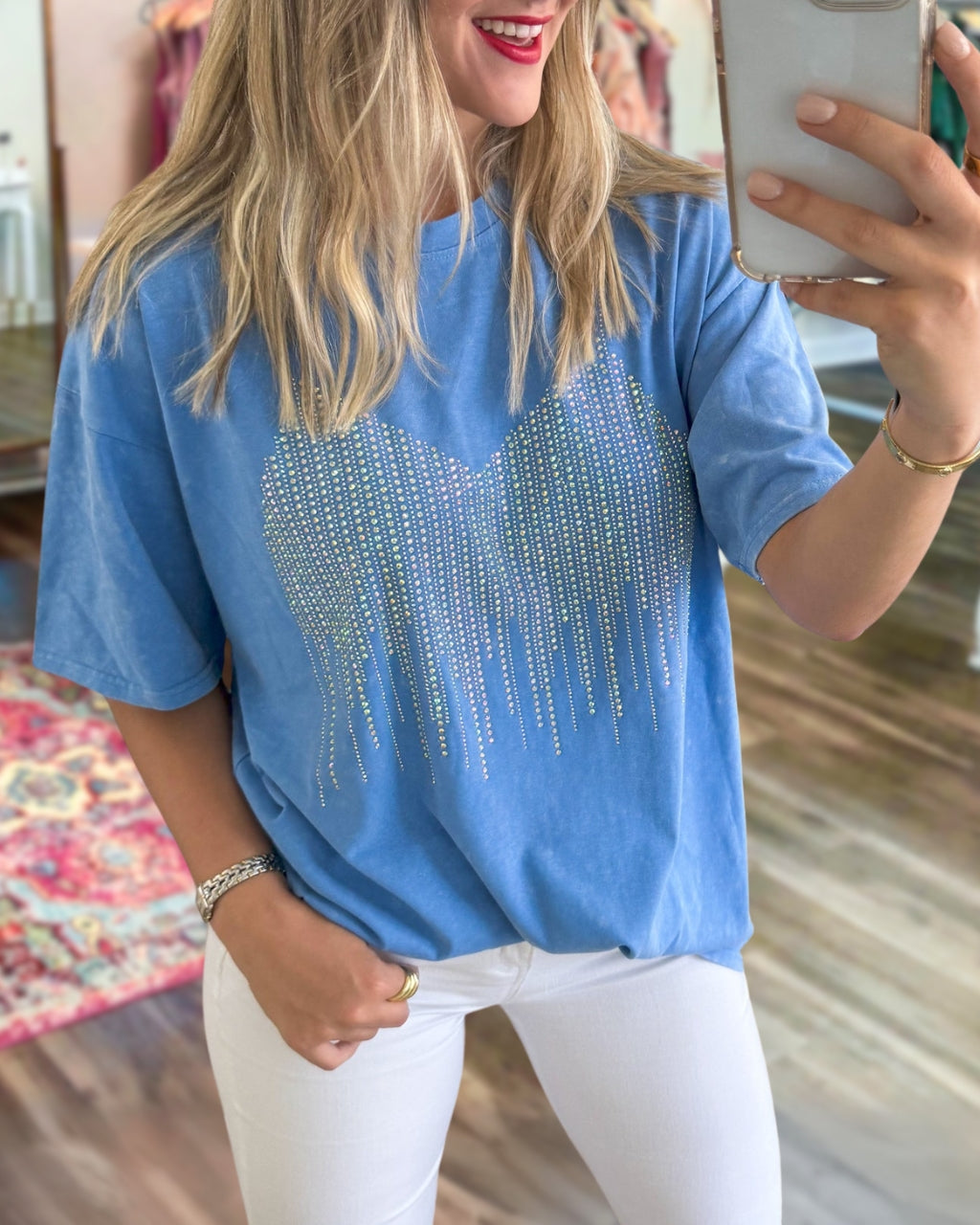 Bikini Rhinestone Crewneck T-Shirt