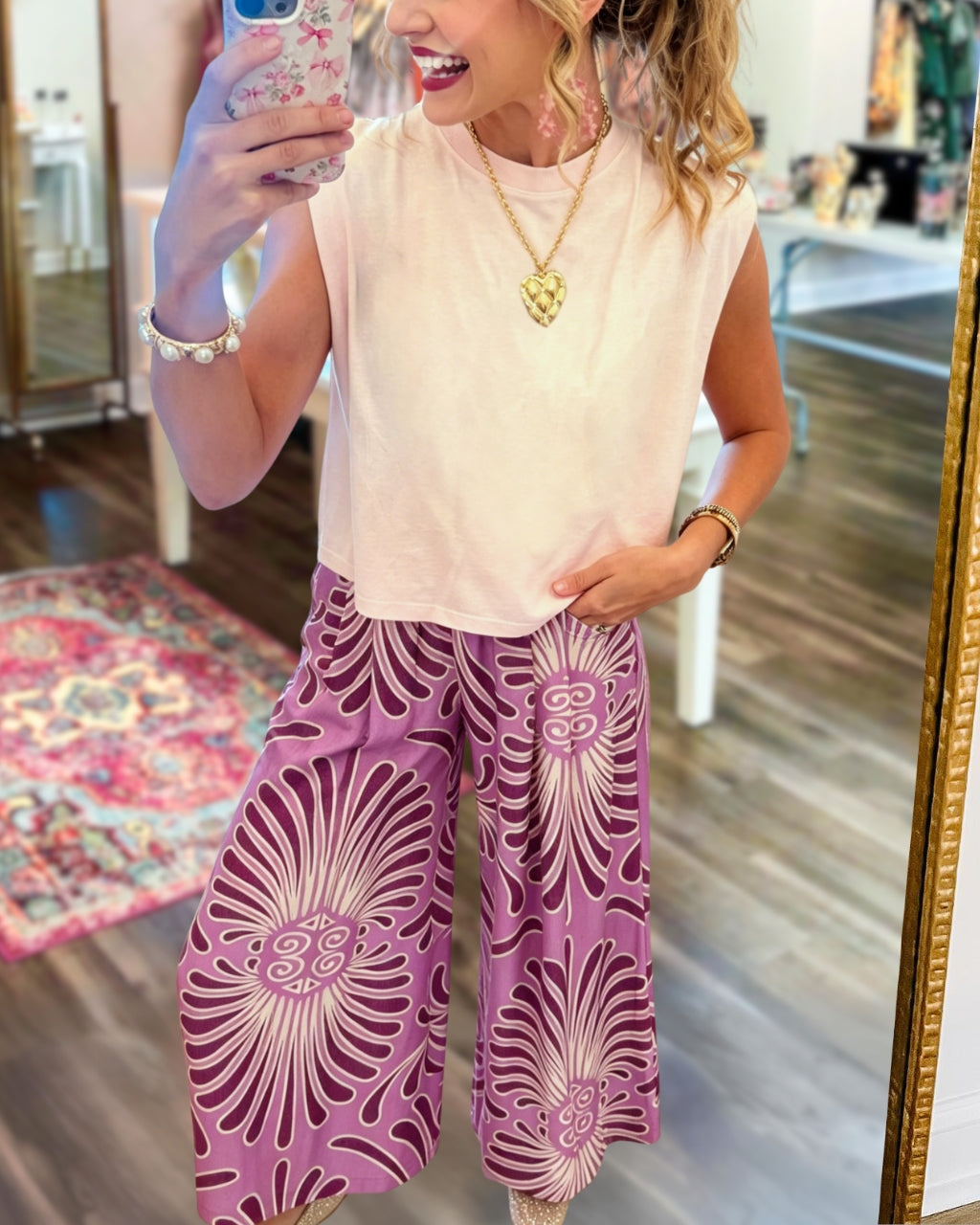 Boho Floral Wide-Leg Pants