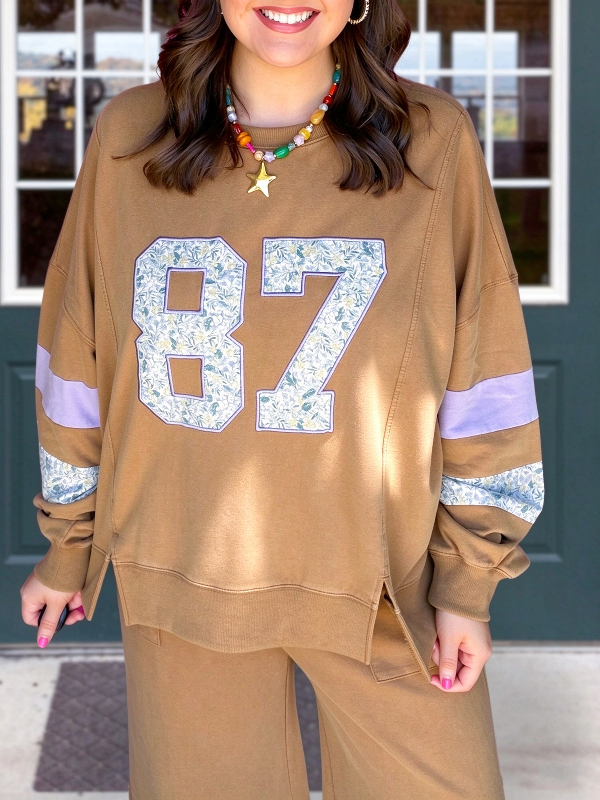 87 Number Embroidery Appliqué Pullover