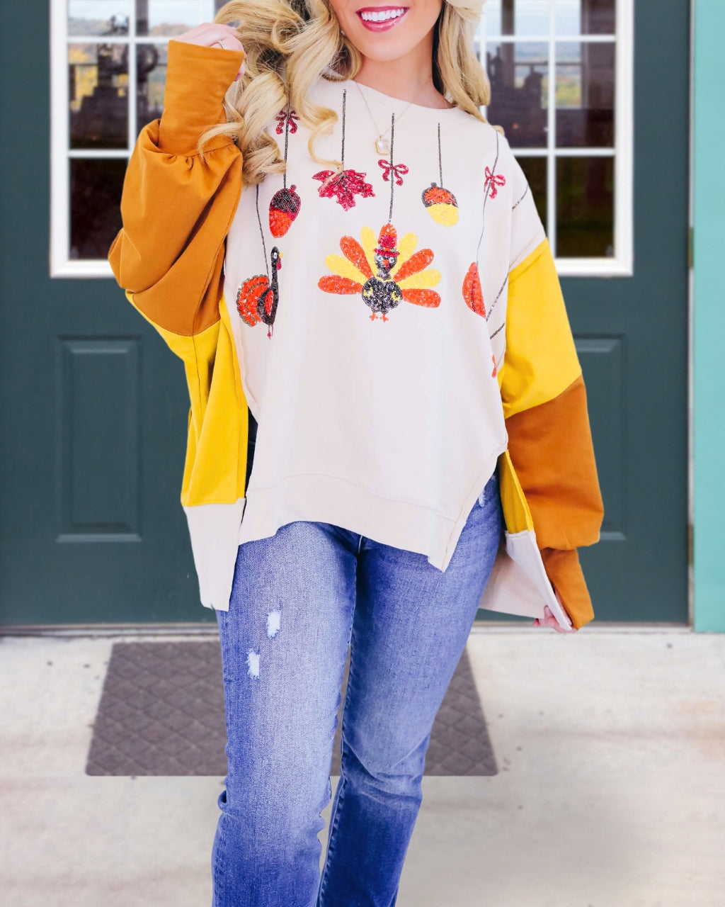 Thanksgiving Turkey Sequined Sweatshirt