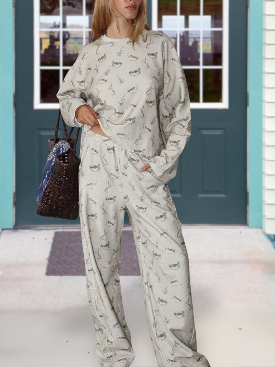 All-Over Mallard Reed Print Pullover