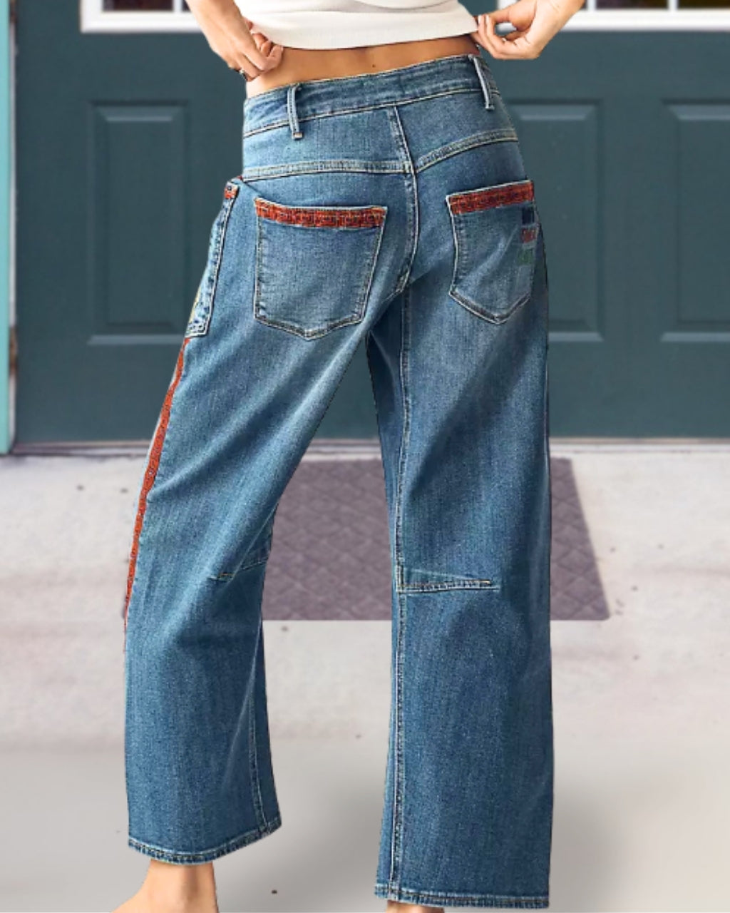 Fun Mahjong Embroidered Jeans