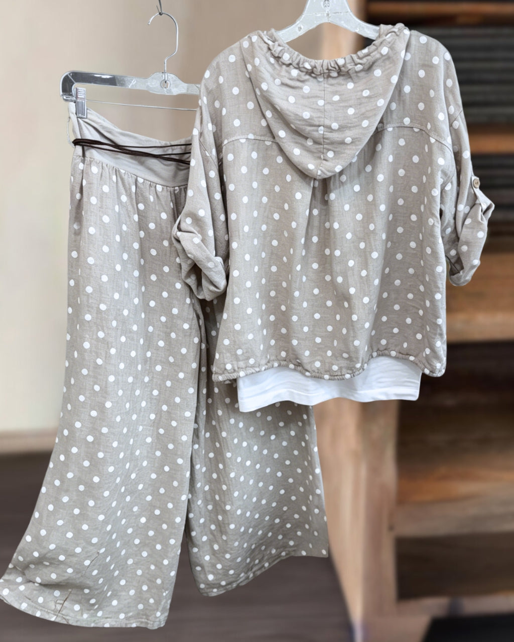 Polka Dot Zippered Hooded Set