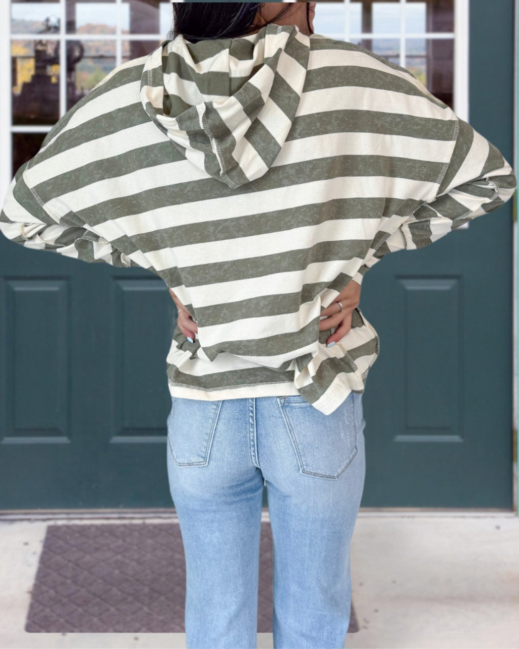 Relaxed Washed Striped Hoodie