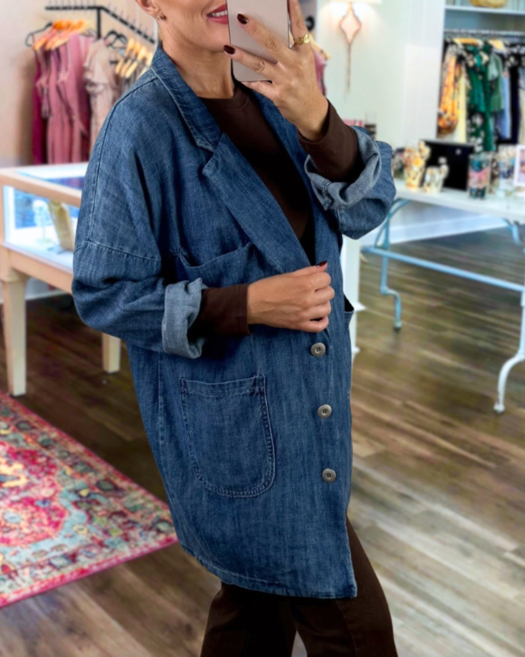 Chic Denim Trench Coat Jacket