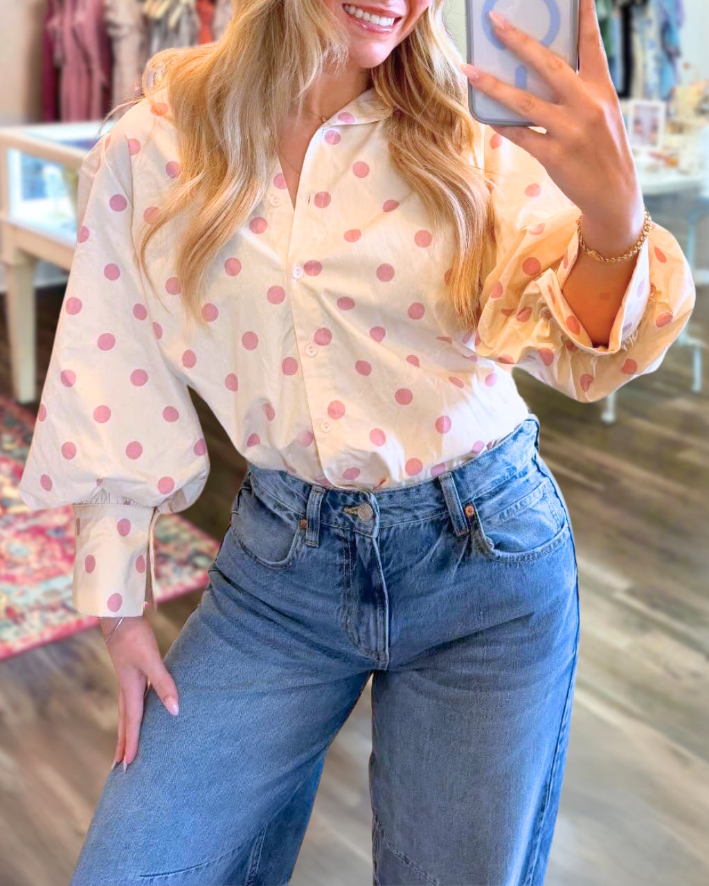 Stylish Polka Dot Poplin Shirt