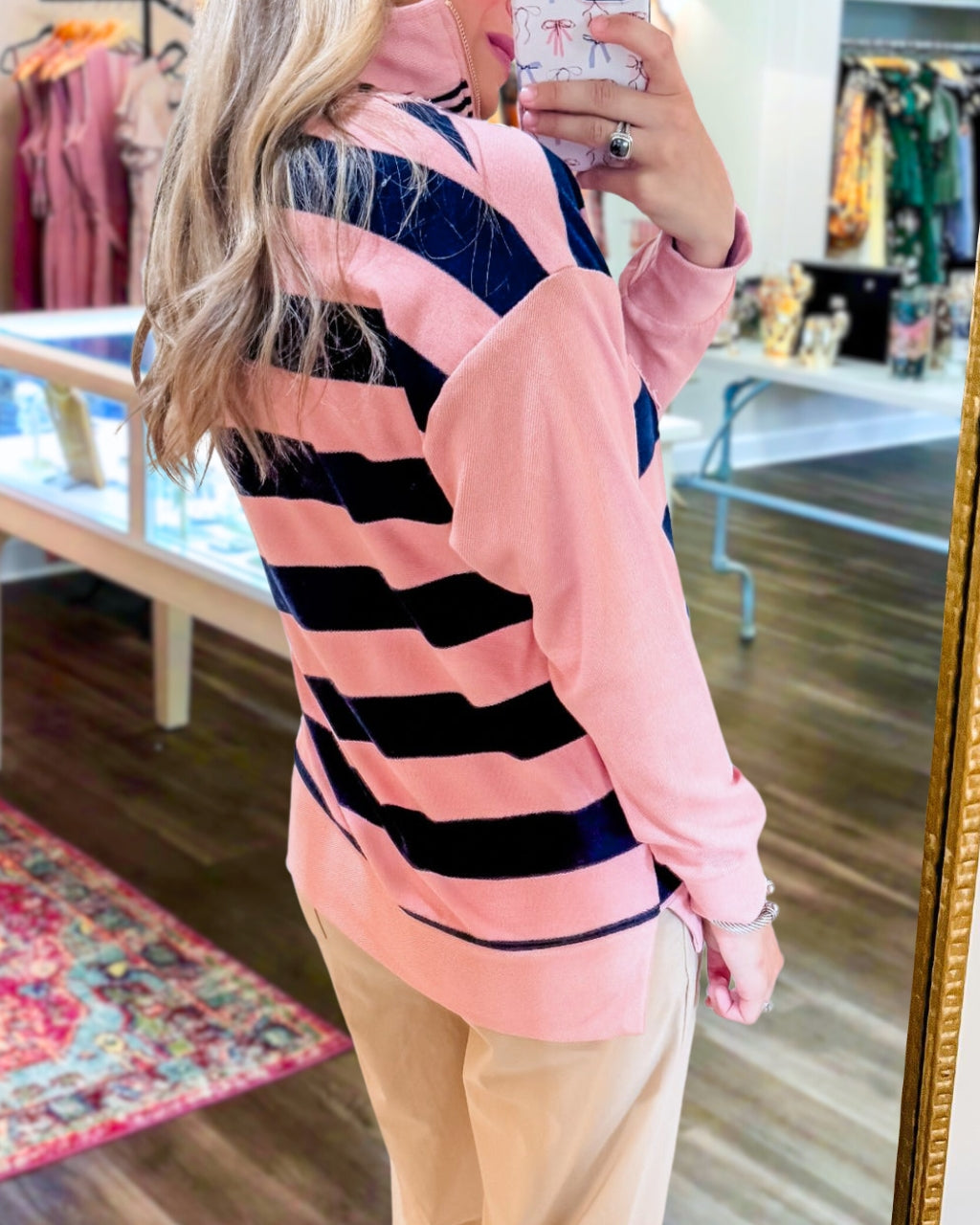 Terry Reverse Striped Pullover