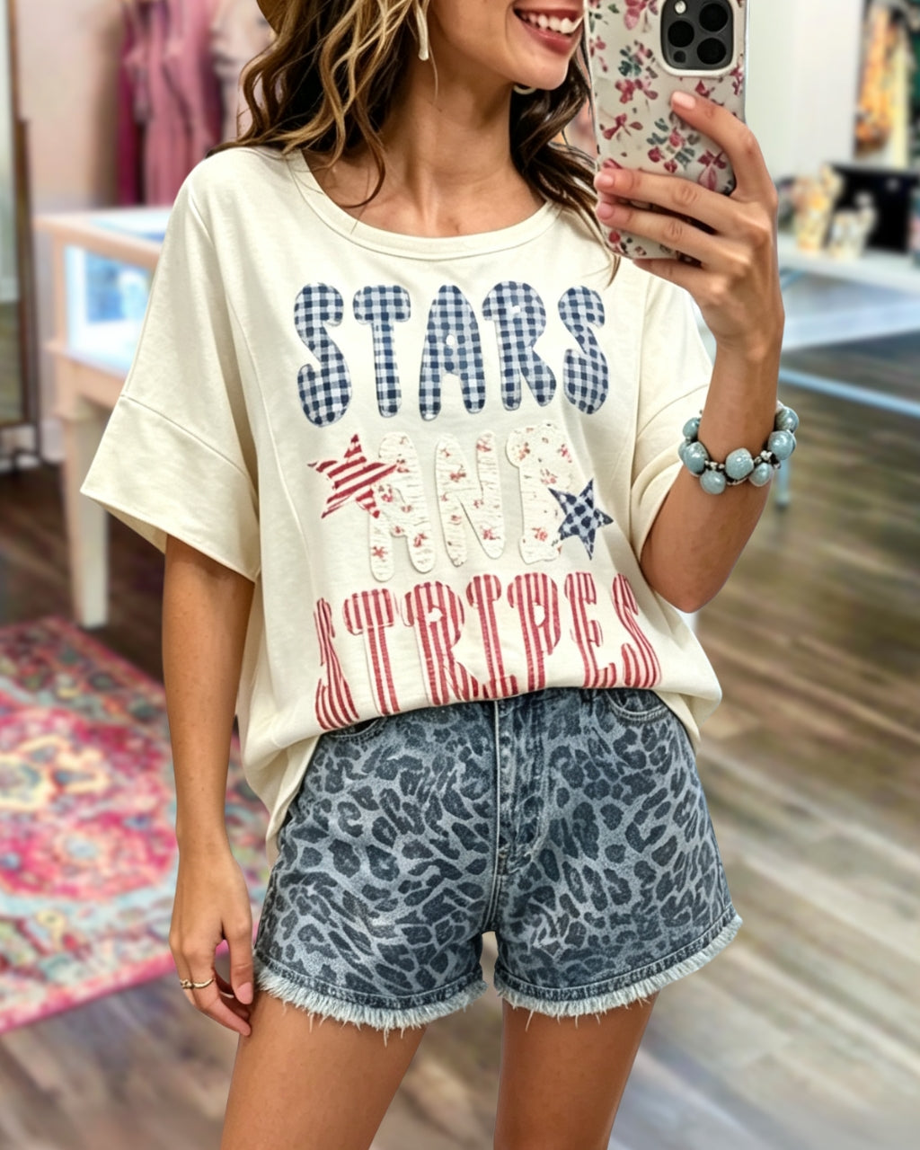 Leopard Frayed Denim Shorts