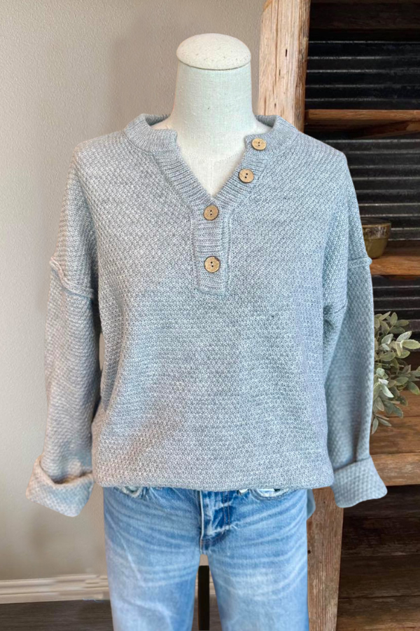 Basic Button Closure Sweater