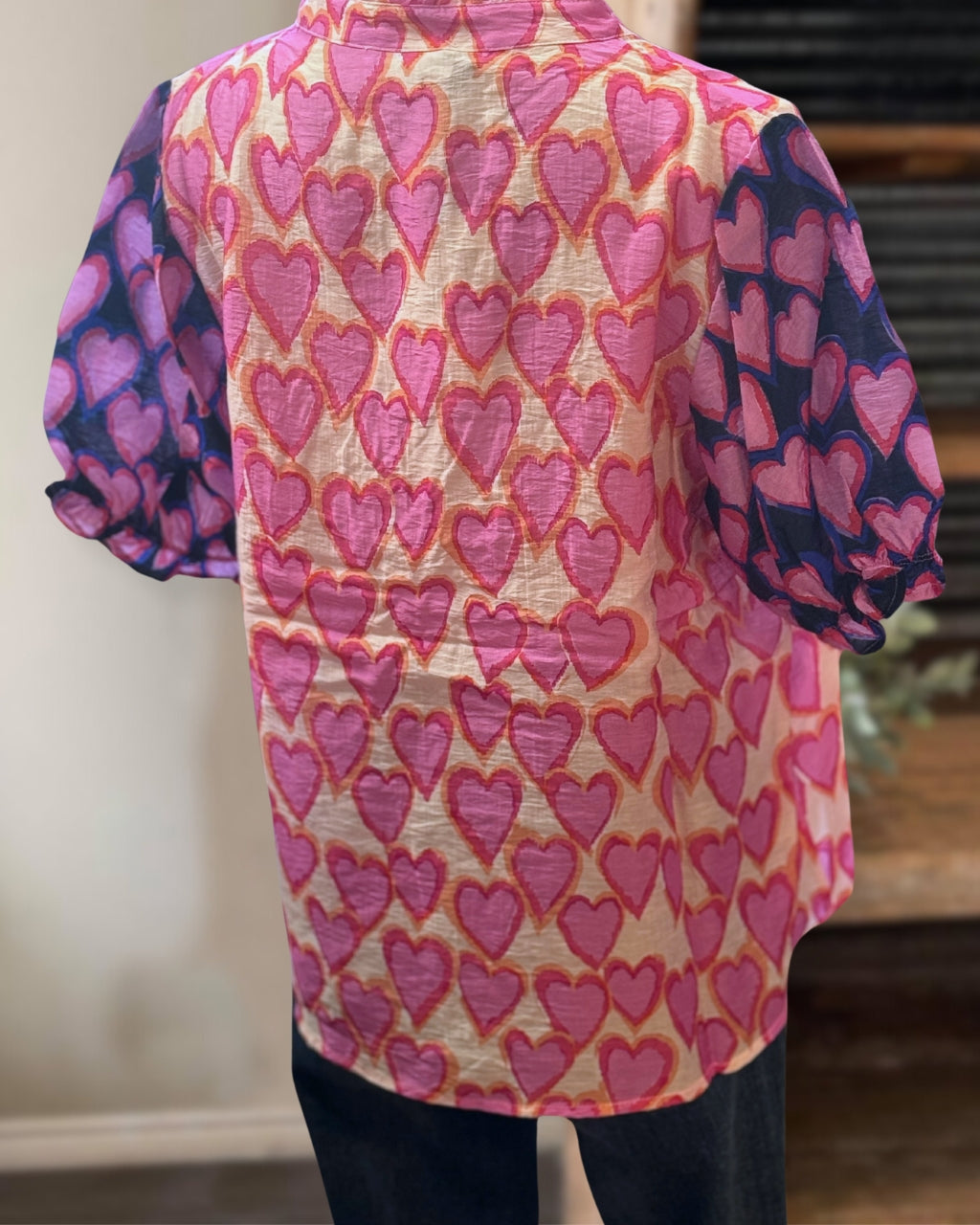 Two-Fabric Heart Top