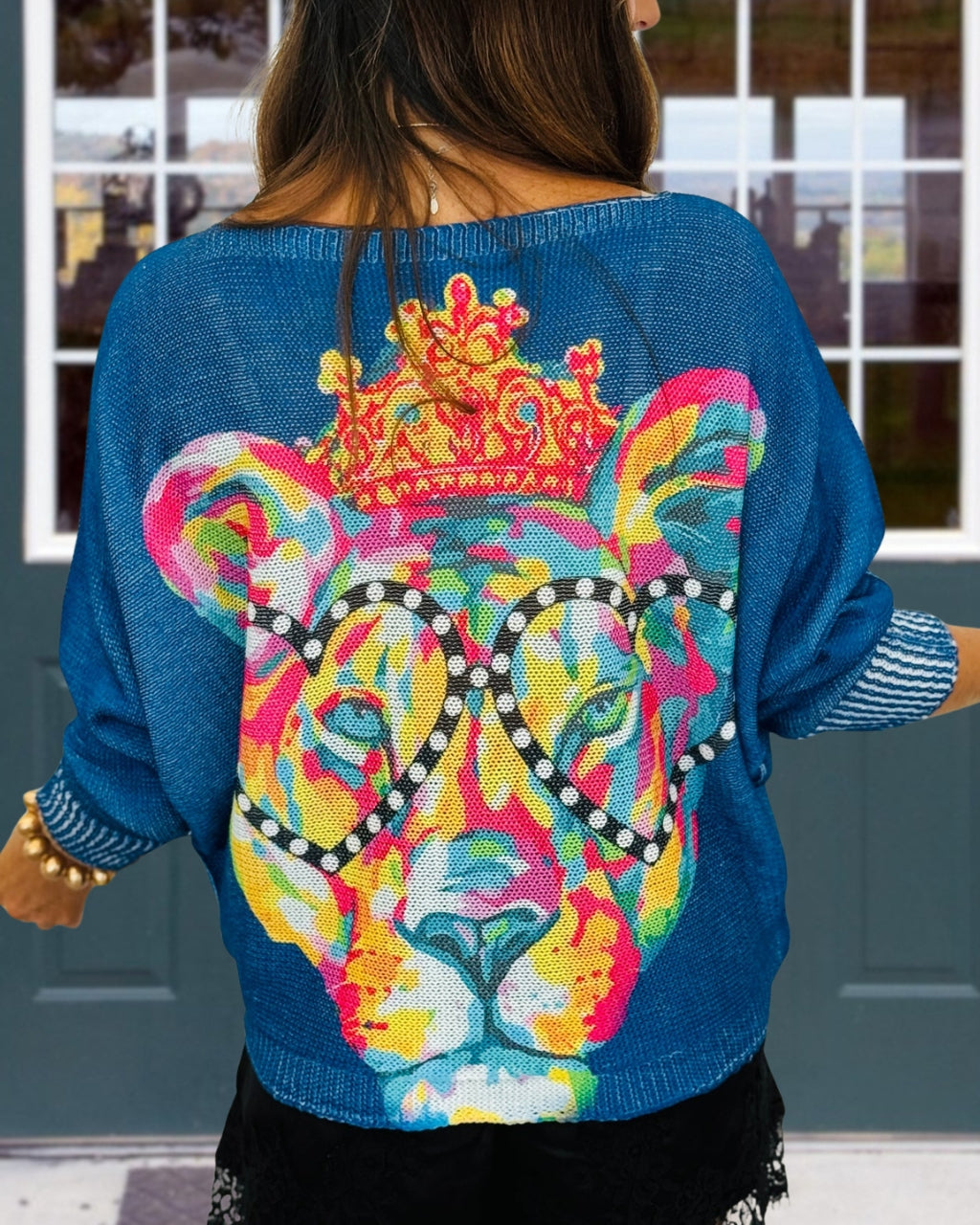 Chic Heart Leopard Print Knit Top