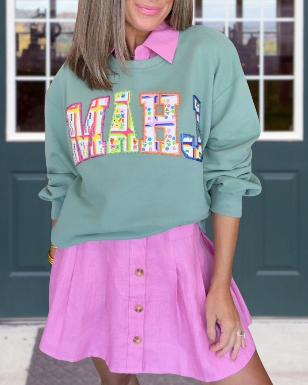 MAHJ Floral Embroidery Sweatshirt