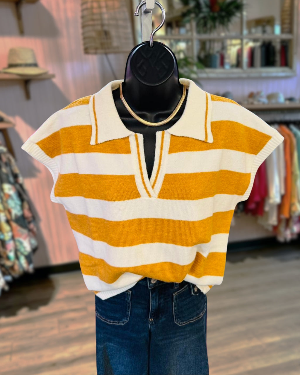 Collared Stripe Everyday Top
