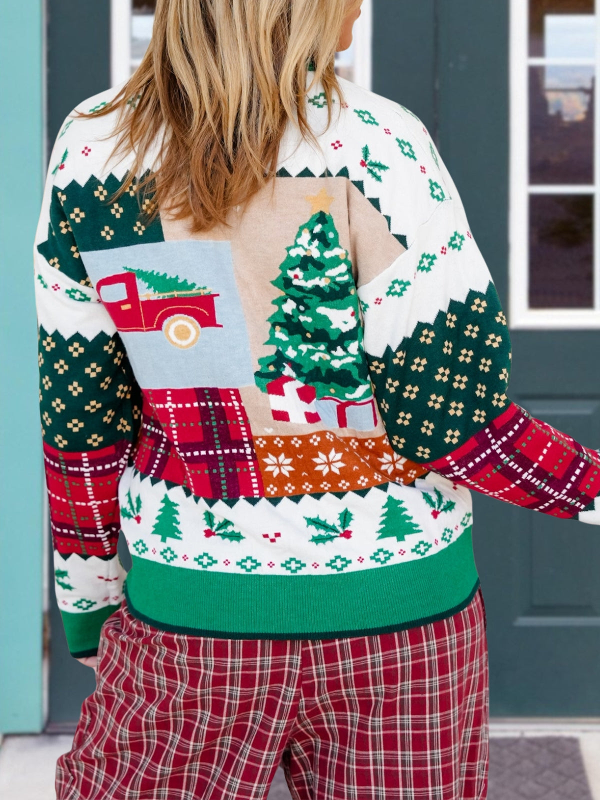 Christmas-Themed Printed Pullover