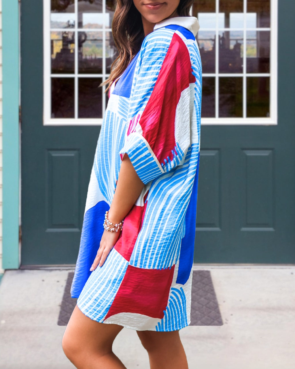 Artistic Color-block Geometric Dress