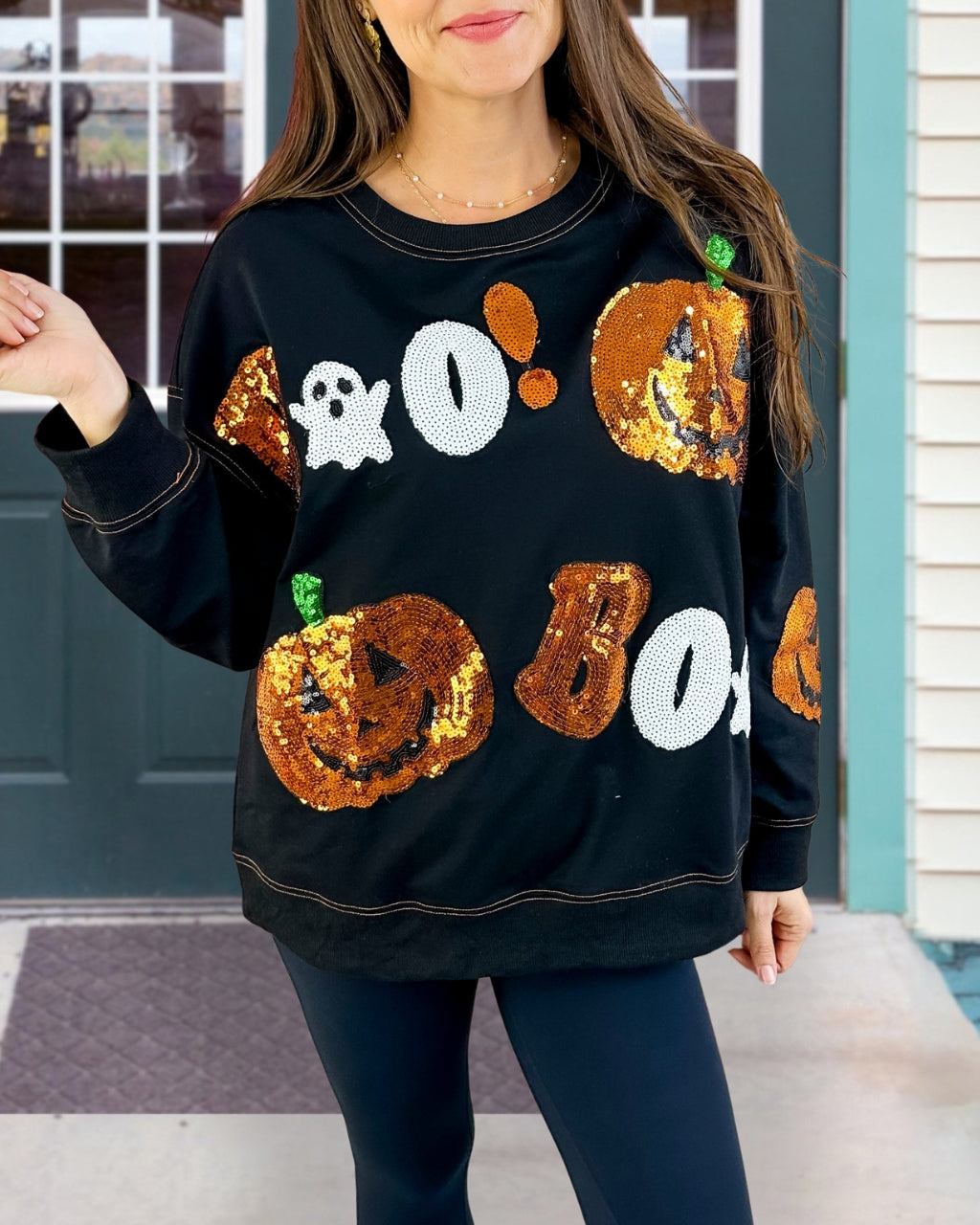 Sequin Pumpkin Boo Sweatshirt