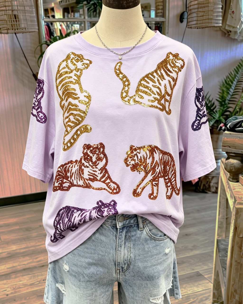Tiger Sequin Crew-Neck Tee
