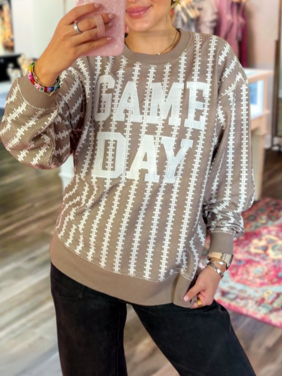 Game Day Football Stitch Embroidery Pullover