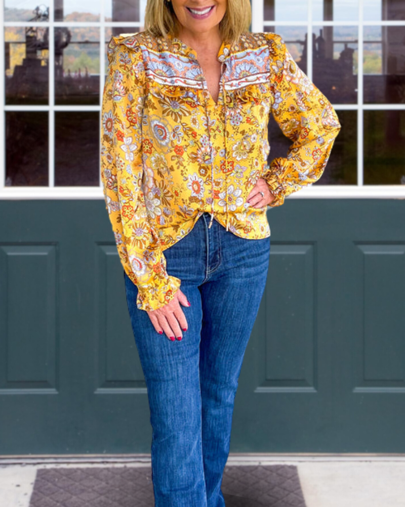 Sunny Floral Ruffle Top