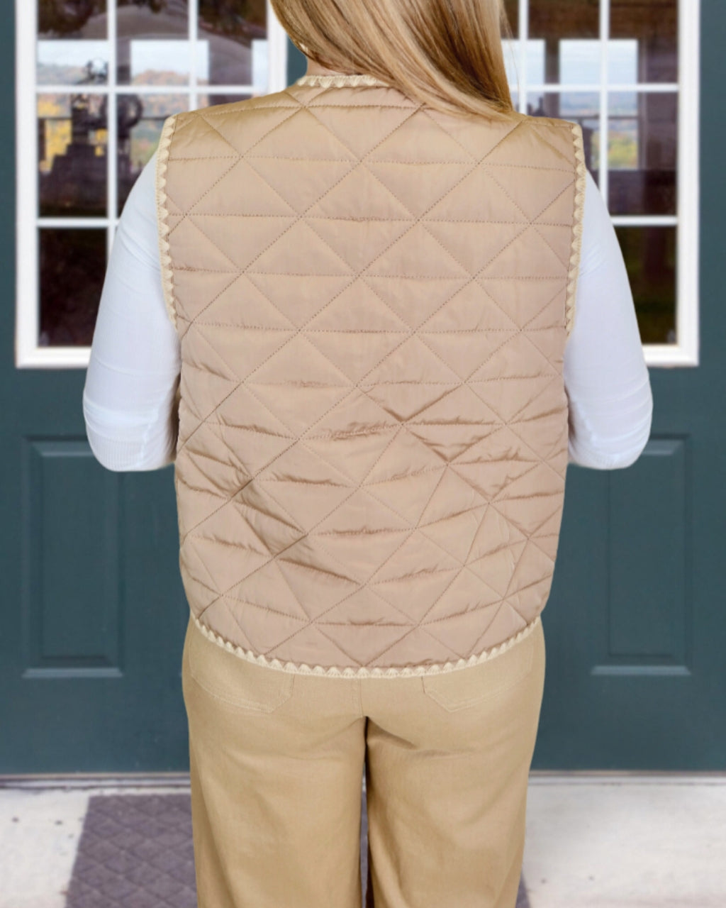 Scalloped Trim Quilted Vest